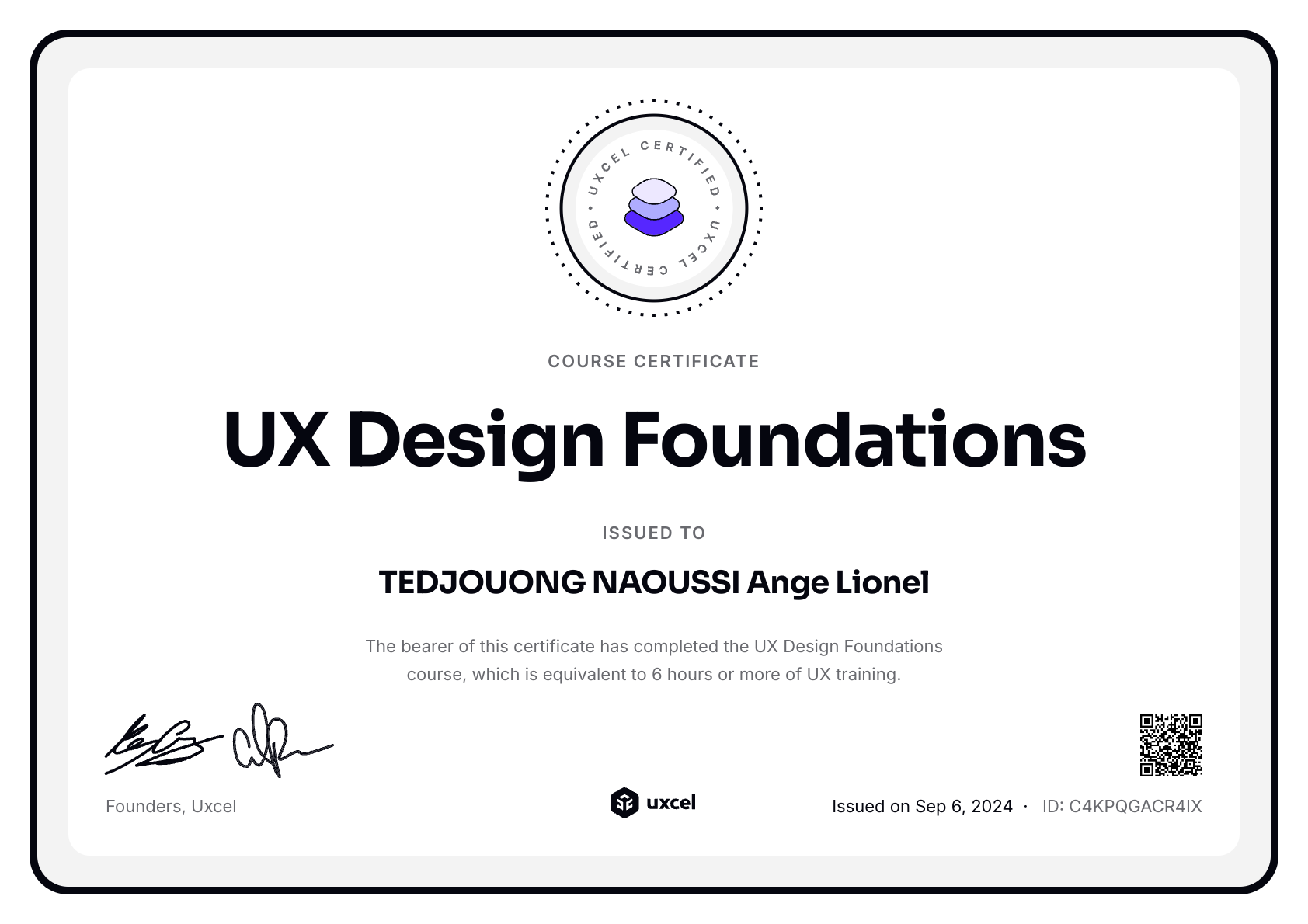 TEDJOUONG NAOUSSI Ange Lionel's certificate